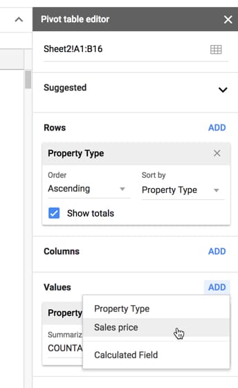 Pivot Table editor