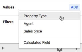 Pivot Table values menu