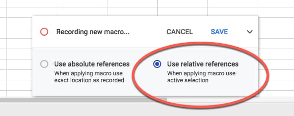 Macro with relative reference