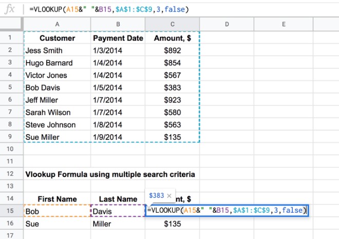 Vlookup Multiple criteria in Google Sheets