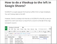 Vlookup to left in google sheets