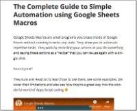 Google Sheets Macros