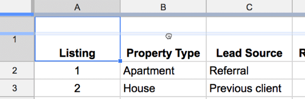 Freeze panes in Google Sheets 2