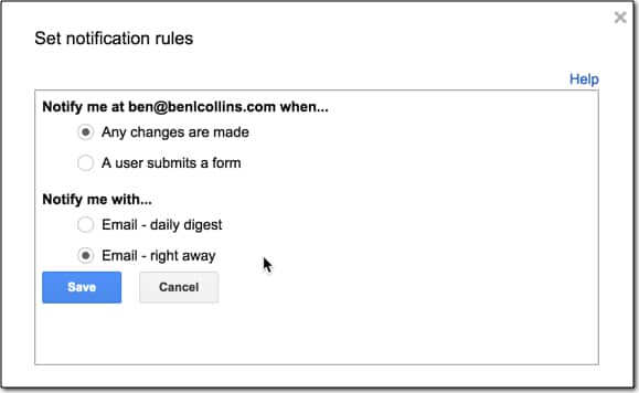 Google Sheets Notifications