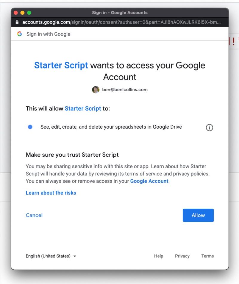 Google Apps Script Access