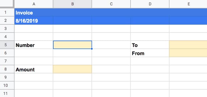 Add button to Google Sheets invoice example