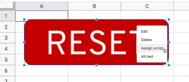 Google Sheets button assign script