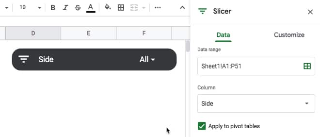 Slicer column added