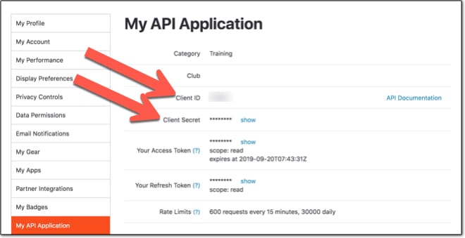 Strava API application