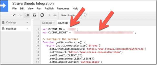 Oauth client id and secret in Apps Script