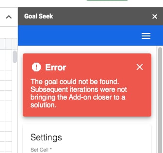 Goal Seek error message
