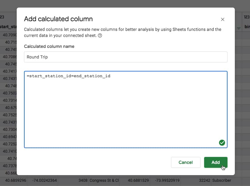 Connected Sheets Calculated Column