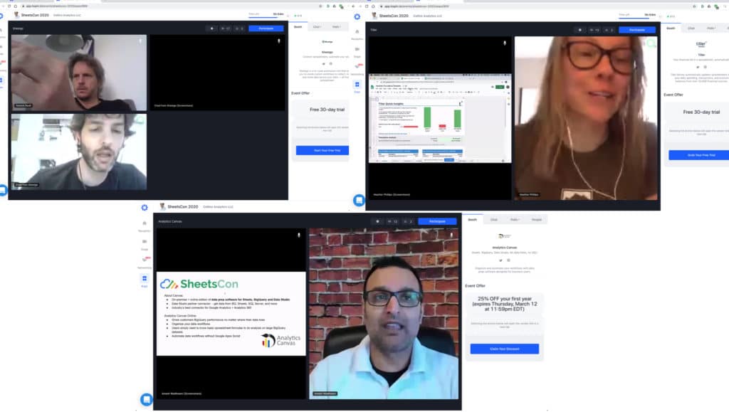 Vendor live demos at SheetsCon 2020