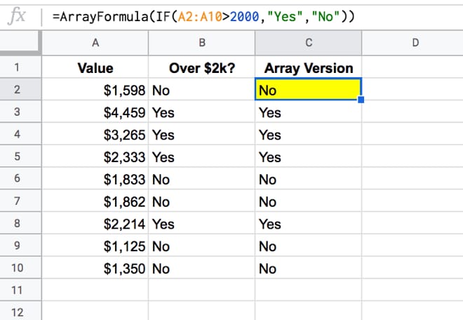 Array Formulas with IF function