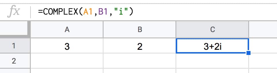 Complex Number Function in Google Sheets