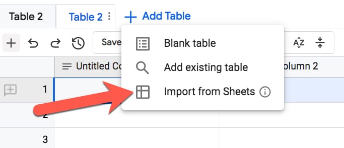 Tables Import From Sheets