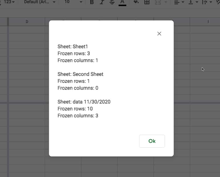 Apps Script Freeze Rows