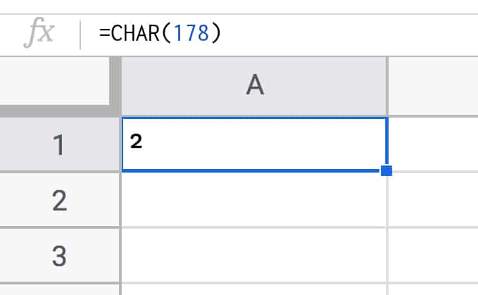 char function Google Sheets