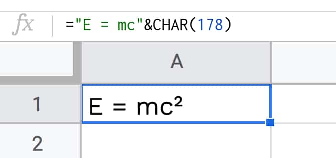 Mass Energy Equation in Google Sheets