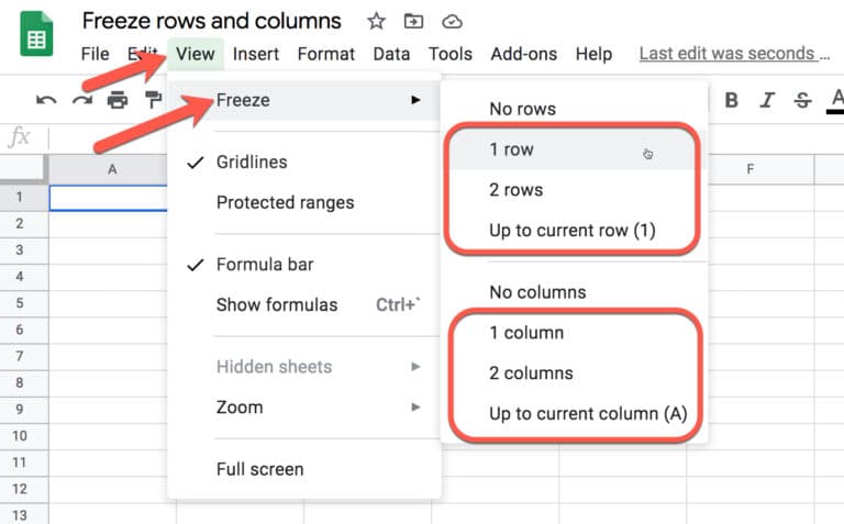 How to freeze a row in google sheets including a secret shortcut