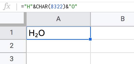Subscript In Google Sheets