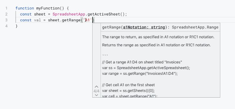 Apps Script trigger Parameter Hints