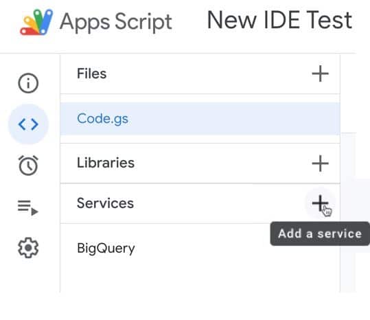 Apps Script add service