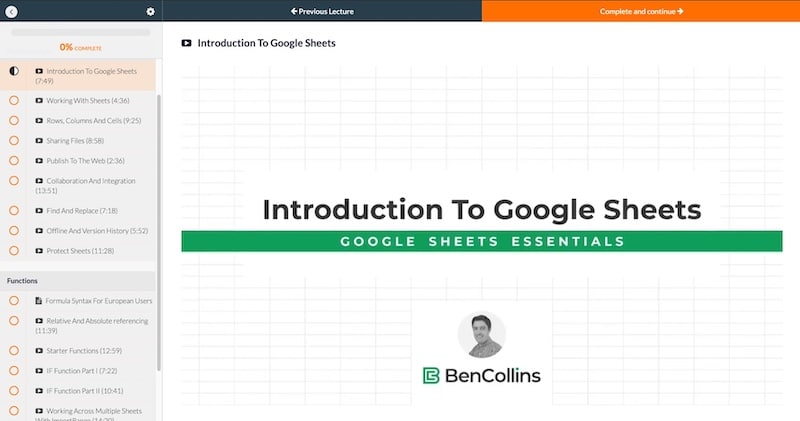 Google Sheets Essentials Course