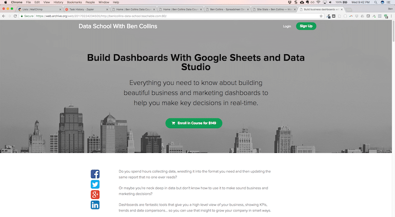 Version 1 of the Google Sheets Dashboard course