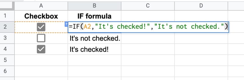 IF function checkbox