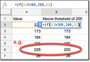 IF formula in Google Sheets example