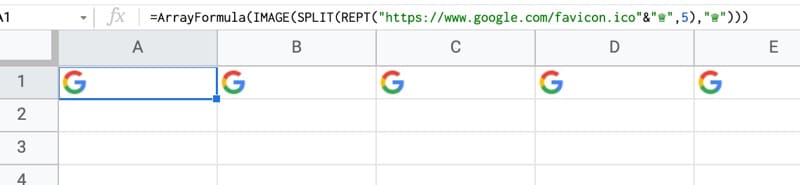 Repeated image using the REPT function in Google Sheets