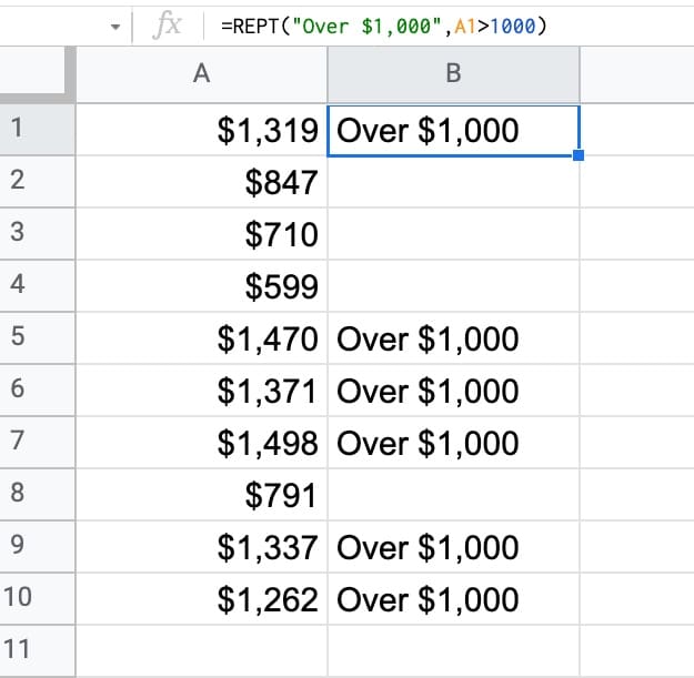 Rept Function Logical Formula