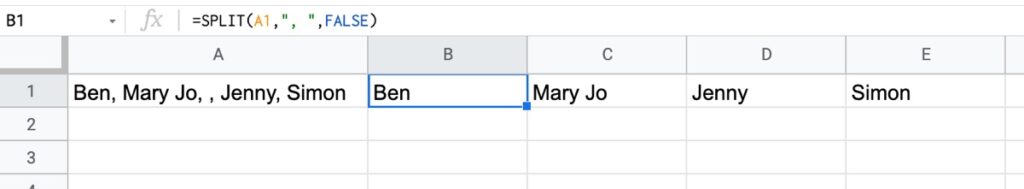 Split names in Google Sheets