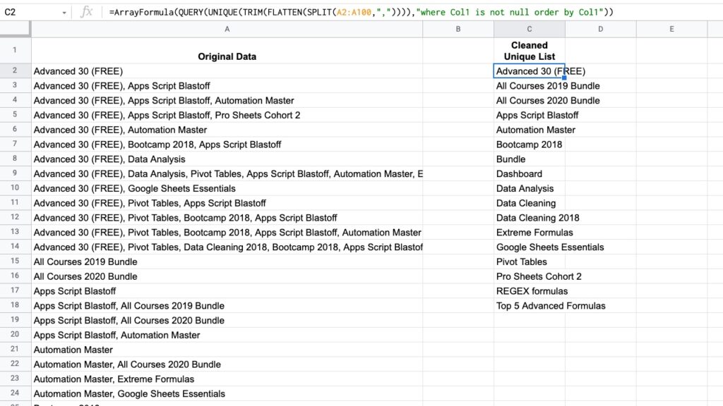 Split Function To Find Uniques