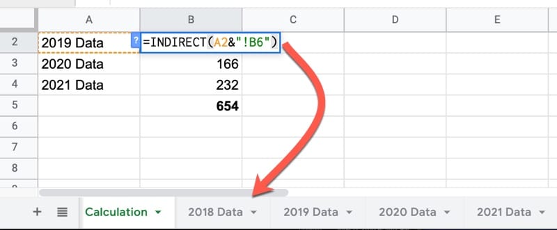 Indirect Formula Across Sheets