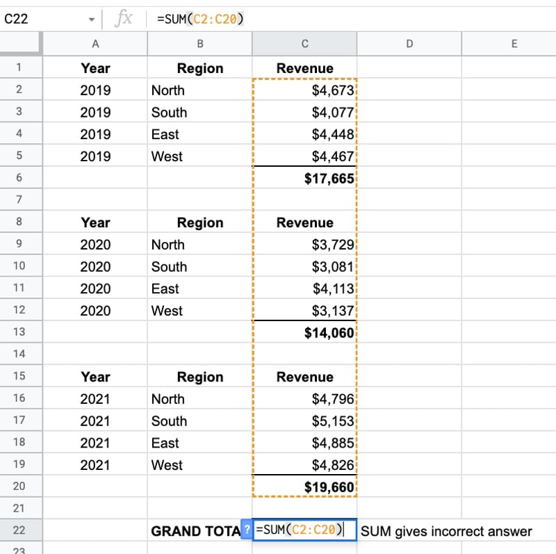 Subtotal Example Error