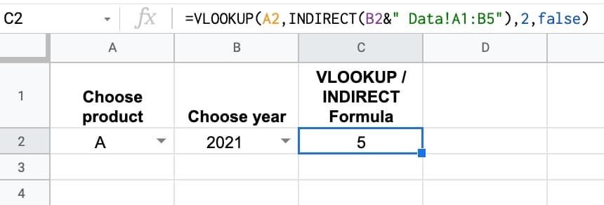 Vlookup Indirect Formula