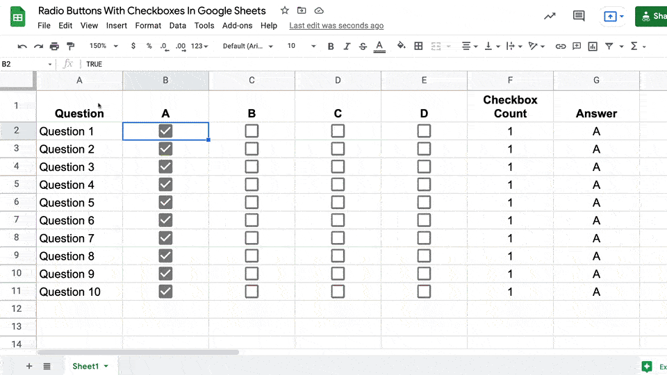 Radio Button In Google Sheets