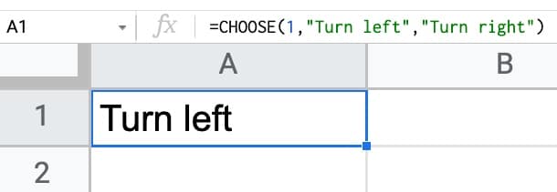 Choose function in Google Sheets