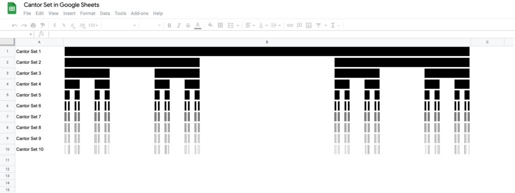 Cantor Dust In Google Sheet