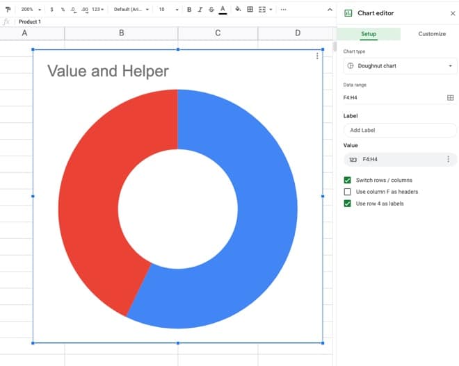 Donut chart in Google Sheets
