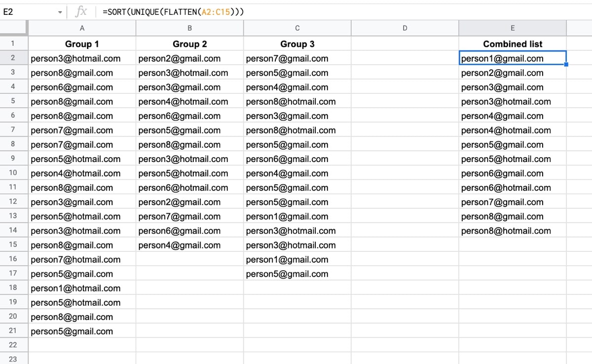 Combine Columns Formula In Google Sheets