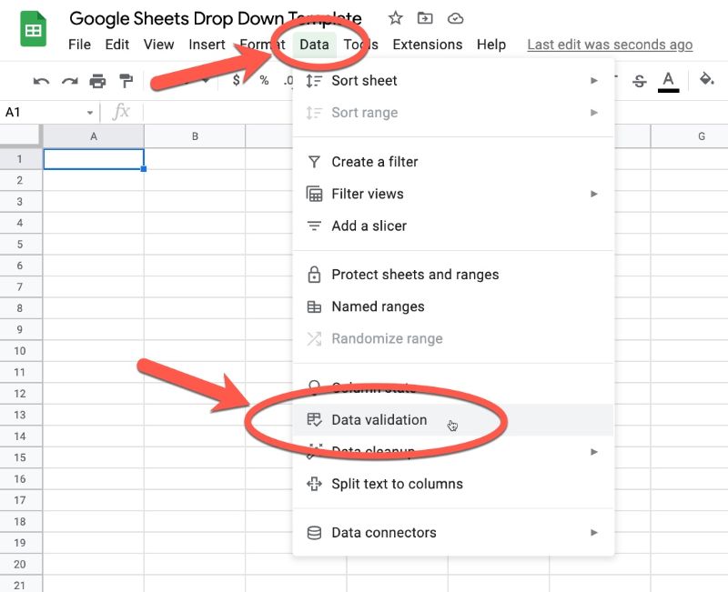 Google Sheets Drop Down Data Validation