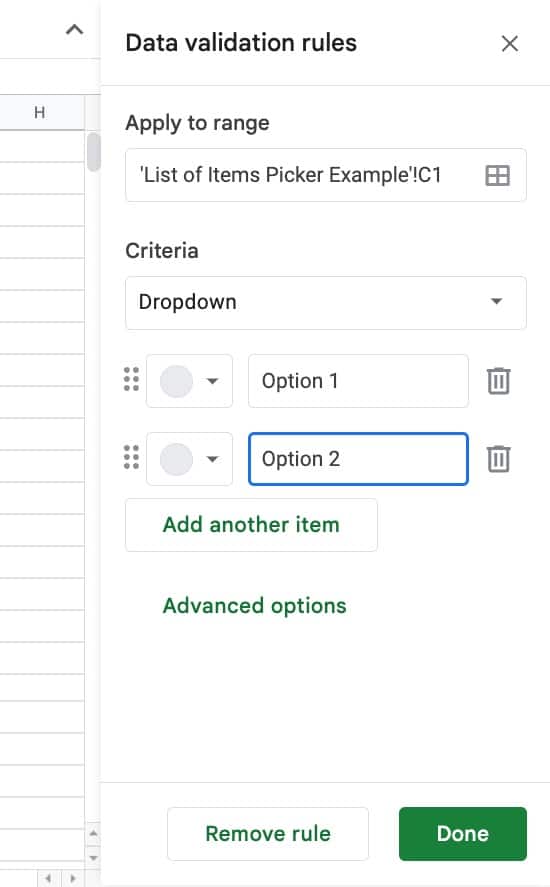 Google Sheets Drop Down List Of Items