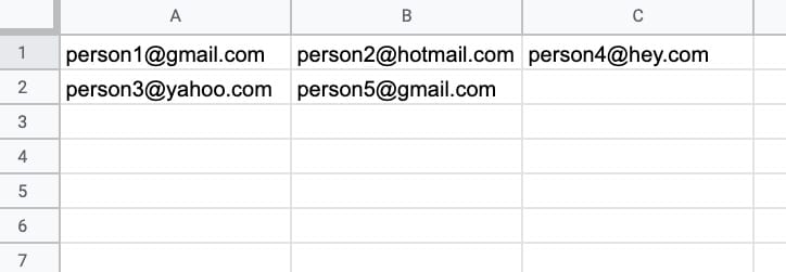 Email addresses in Google Sheets
