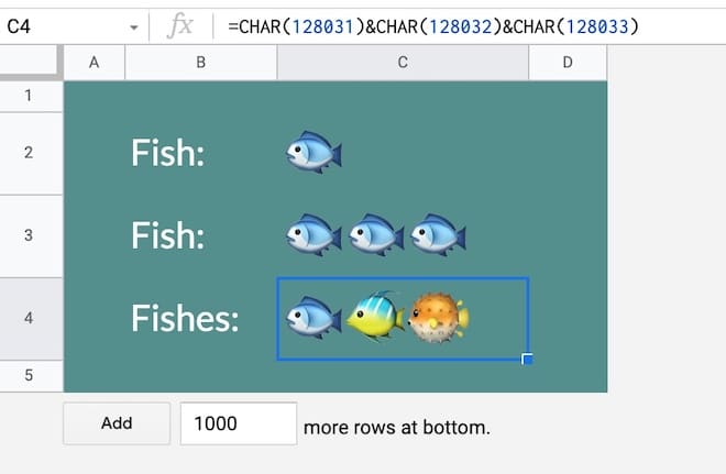 Fish formula with CHAR function