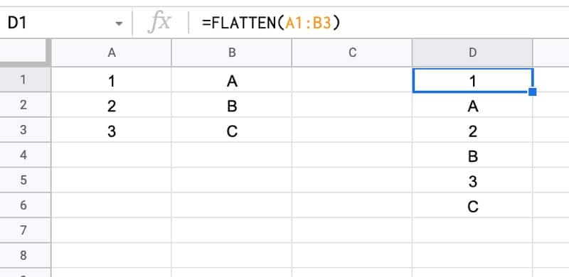 Flatten Formula with single range in Google Sheets