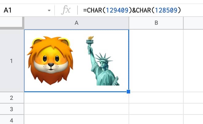 Lion Statue Liberty in Google Sheets