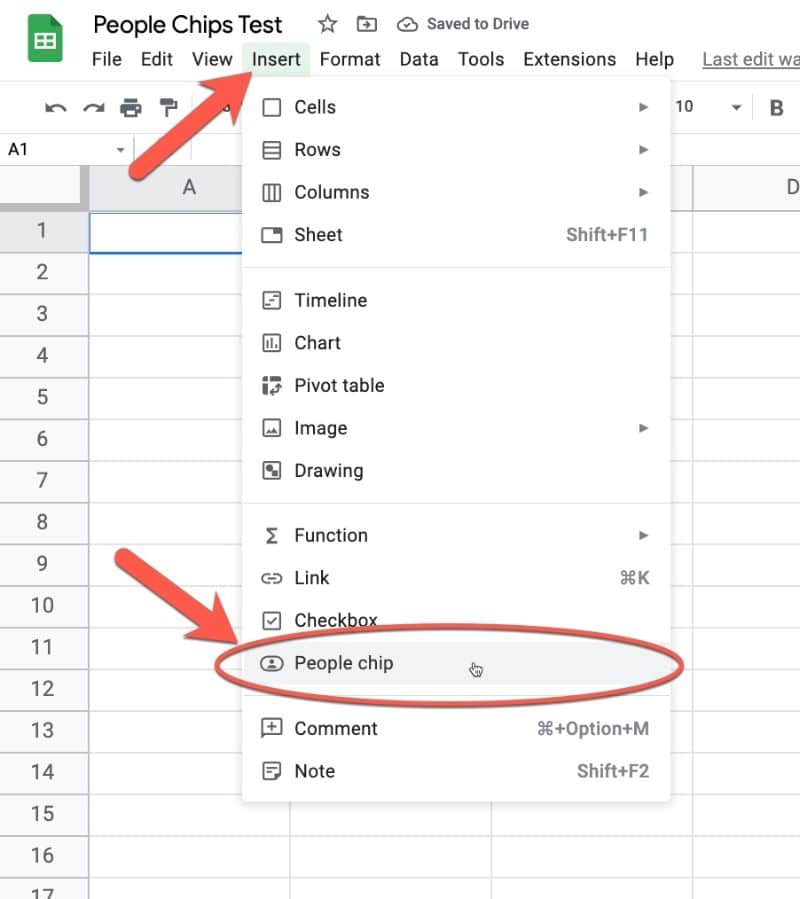 People Chip In Google Sheets Insert Menu